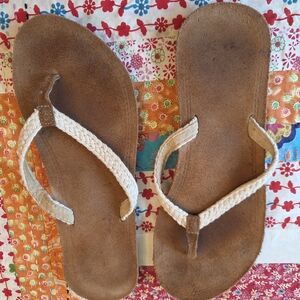 REEF Braided Brown and Cream Flip Flop Sandals